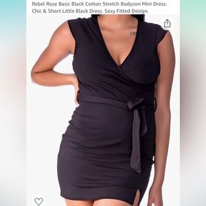 Rebel Rose basic black cotton stretch bodycon mini dress
